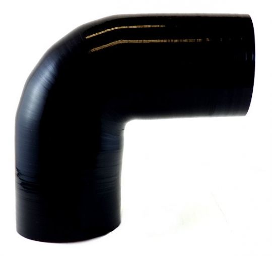 Silicone 90 Degree Reducing Elbow 3.5 to 3.25 ID Gloss Black