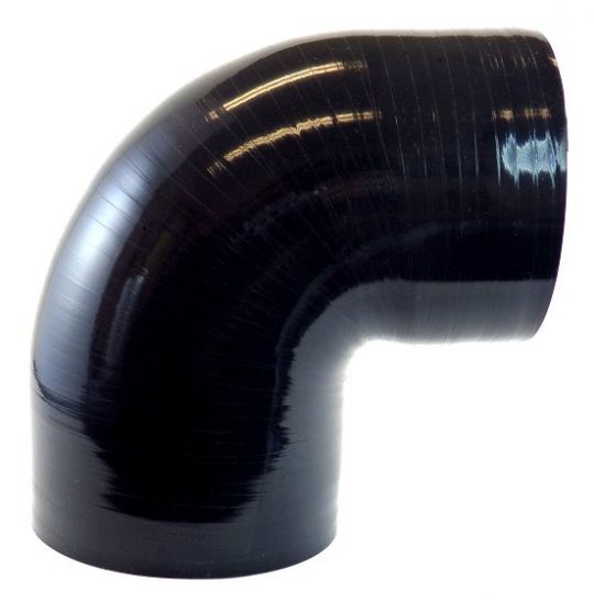 Silicone Reducing Elbow 90 degree 4.25 to 4 ID Short Radius - Gloss Black